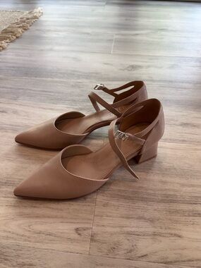 Naturalizer Women's Pointed Toe Ankle Strap Block Heel - Nude